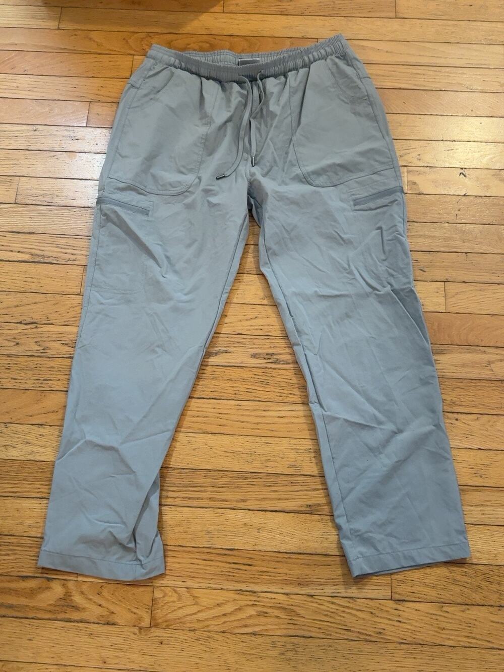 Viodia Mens XL Gray Cargo Hiking Pants Elastic Waist Zip Pockets Outdoor